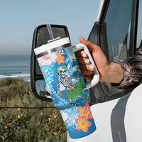Personalized Hawaii Hula Girl Skeleton Dancing Tumbler With Handle Hibiscus Tribal Shark LT01 - Polynesian Pride