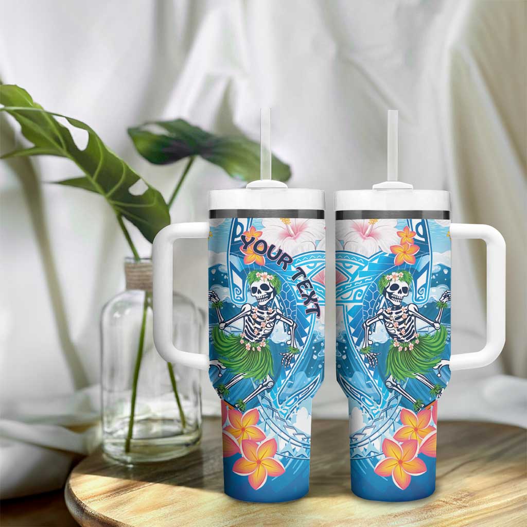Personalized Hawaii Hula Girl Skeleton Dancing Tumbler With Handle Hibiscus Tribal Shark LT01 - Polynesian Pride
