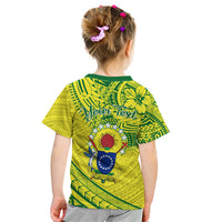 Kia Orana Cook Islands Kid T Shirt Turtle Yellow Green Polynesian Pattern LT01 - Polynesian Pride
