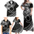 Kia Orana Cook Islands Family Matching Off Shoulder Maxi Dress and Hawaiian Shirt Circle Stars With Floral White Pattern LT01 - Polynesian Pride