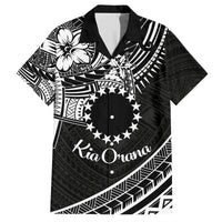 Kia Orana Cook Islands Family Matching Summer Maxi Dress and Hawaiian Shirt Circle Stars With Floral White Pattern LT01 Dad's Shirt - Short Sleeve Black - Polynesian Pride