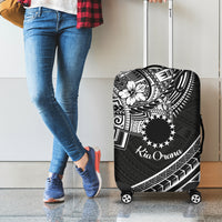 Kia Orana Cook Islands Luggage Cover Circle Stars With Floral White Pattern LT01 - Polynesian Pride