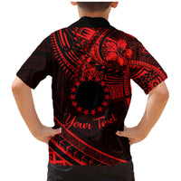 Kia Orana Cook Islands Family Matching Mermaid Dress and Hawaiian Shirt Circle Stars With Floral Red Pattern LT01 - Polynesian Pride