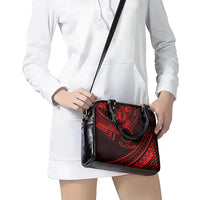 Kia Orana Cook Islands Shoulder Handbag Circle Stars With Floral Red Pattern LT01 - Polynesian Pride