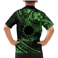 Kia Orana Cook Islands Family Matching Mermaid Dress and Hawaiian Shirt Circle Stars With Floral Green Pattern LT01 - Polynesian Pride