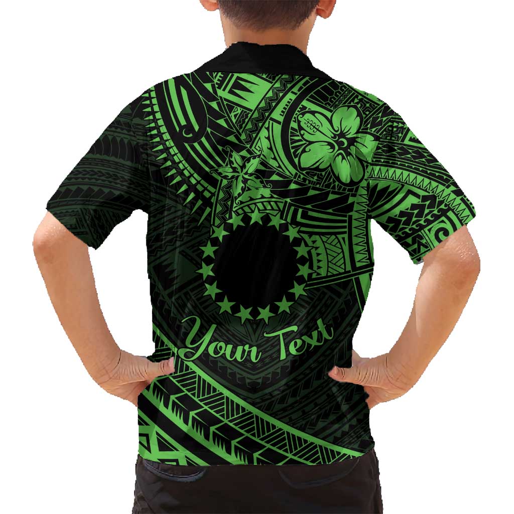 Kia Orana Cook Islands Family Matching Off Shoulder Maxi Dress and Hawaiian Shirt Circle Stars With Floral Green Pattern LT01 - Polynesian Pride