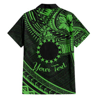 Kia Orana Cook Islands Family Matching Short Sleeve Bodycon Dress and Hawaiian Shirt Circle Stars With Floral Green Pattern LT01 - Polynesian Pride