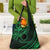 Kia Orana Cook Islands Grocery Bag Circle Stars With Floral Green Pattern