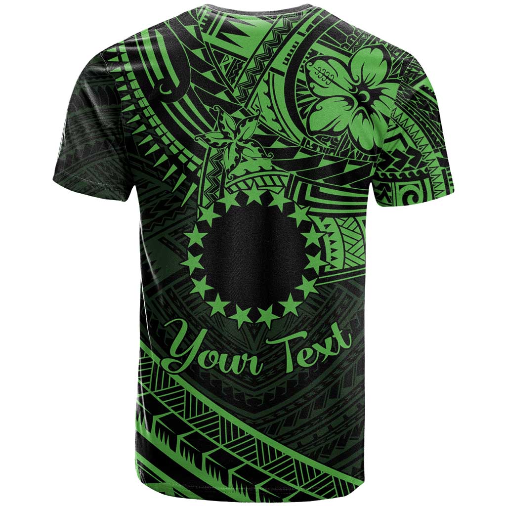 Kia Orana Cook Islands T Shirt Circle Stars With Floral Green Pattern LT01