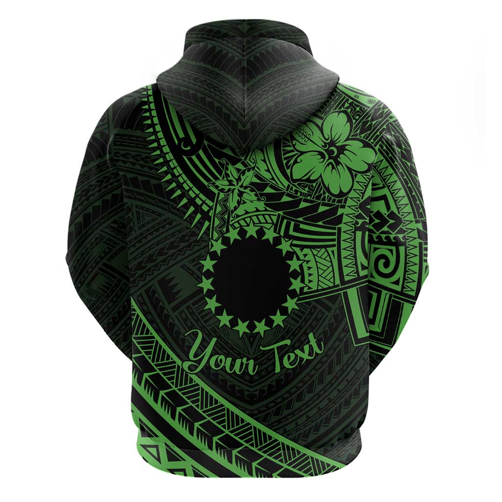 Kia Orana Cook Islands Zip Hoodie Circle Stars With Floral Green Pattern LT01 - Polynesian Pride