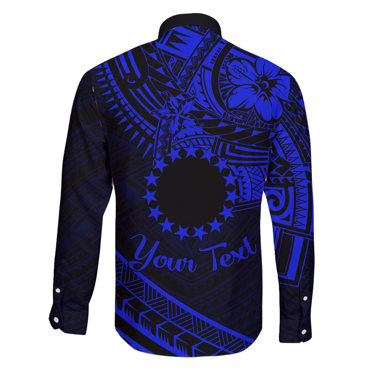 Kia Orana Cook Islands Family Matching Mermaid Dress and Hawaiian Shirt Circle Stars With Floral Navy Blue Pattern LT01 - Polynesian Pride
