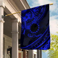 Kia Orana Cook Islands Garden Flag Circle Stars With Floral Navy Blue Pattern LT01 House Flag Blue - Polynesian Pride
