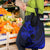 Kia Orana Cook Islands Grocery Bag Circle Stars With Floral Navy Blue Pattern