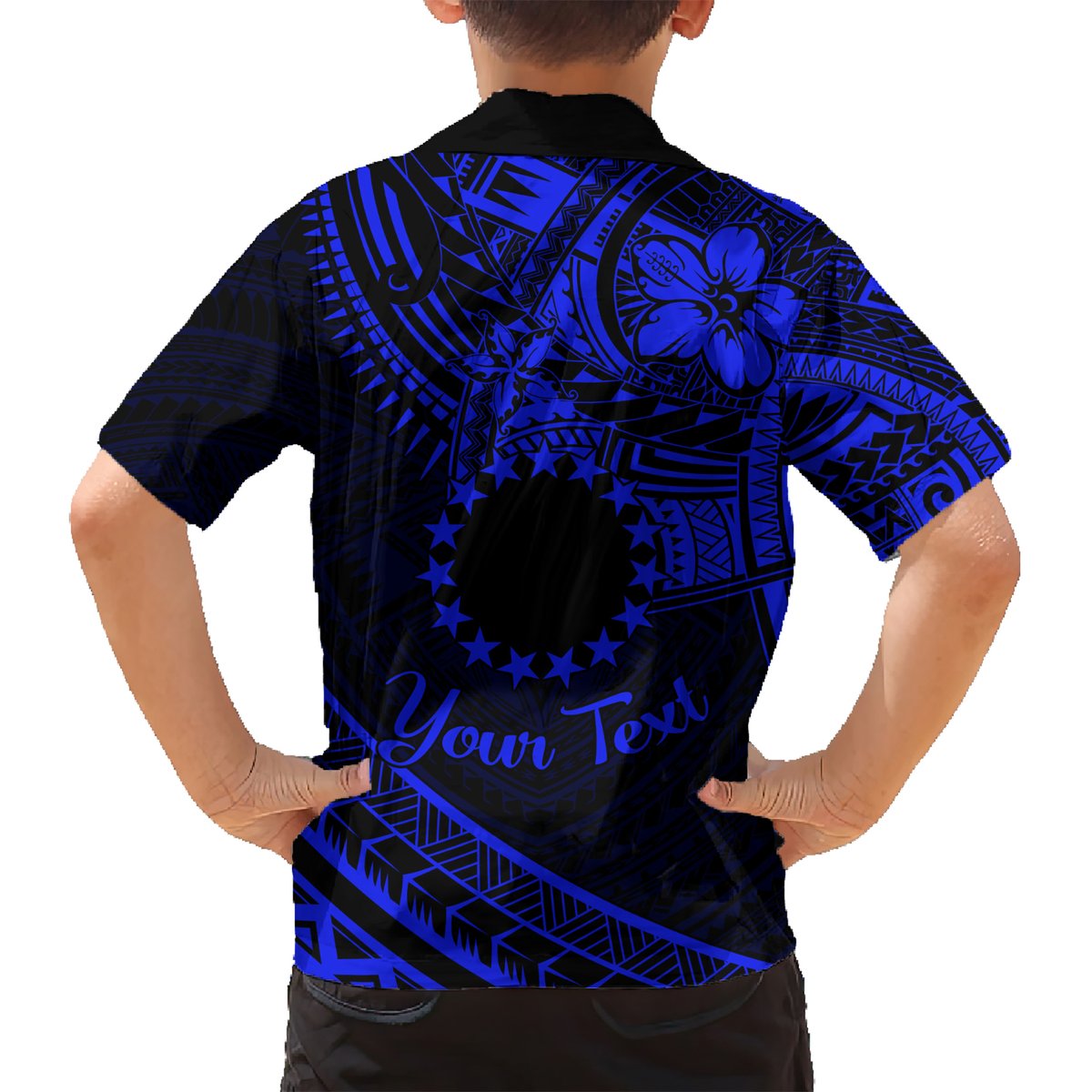 Kia Orana Cook Islands Hawaiian Shirt Circle Stars With Floral Navy Blue Pattern LT01 - Polynesian Pride
