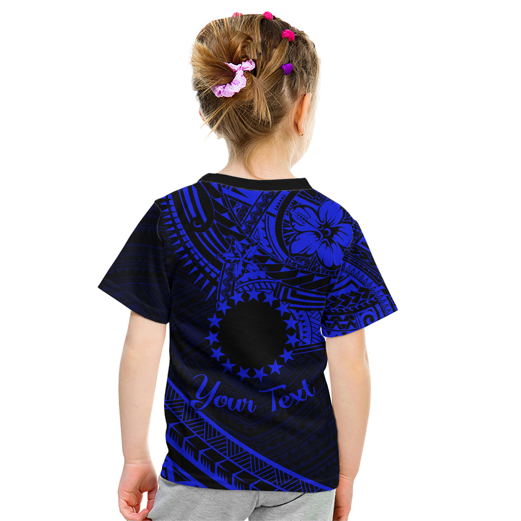 Kia Orana Cook Islands Kid T Shirt Circle Stars With Floral Navy Blue Pattern LT01 - Polynesian Pride