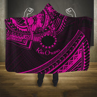 Kia Orana Cook Islands Hooded Blanket Circle Stars With Floral Pink Pattern LT01 One Size Pink - Polynesian Pride