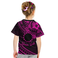 Kia Orana Cook Islands Kid T Shirt Circle Stars With Floral Pink Pattern LT01 - Polynesian Pride