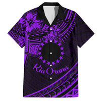 Kia Orana Cook Islands Family Matching Short Sleeve Bodycon Dress and Hawaiian Shirt Circle Stars With Floral Purple Pattern LT01 Dad's Shirt - Short Sleeve Purple - Polynesian Pride