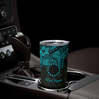 Kia Orana Cook Islands Tumbler Cup Circle Stars With Floral Turquoise Pattern