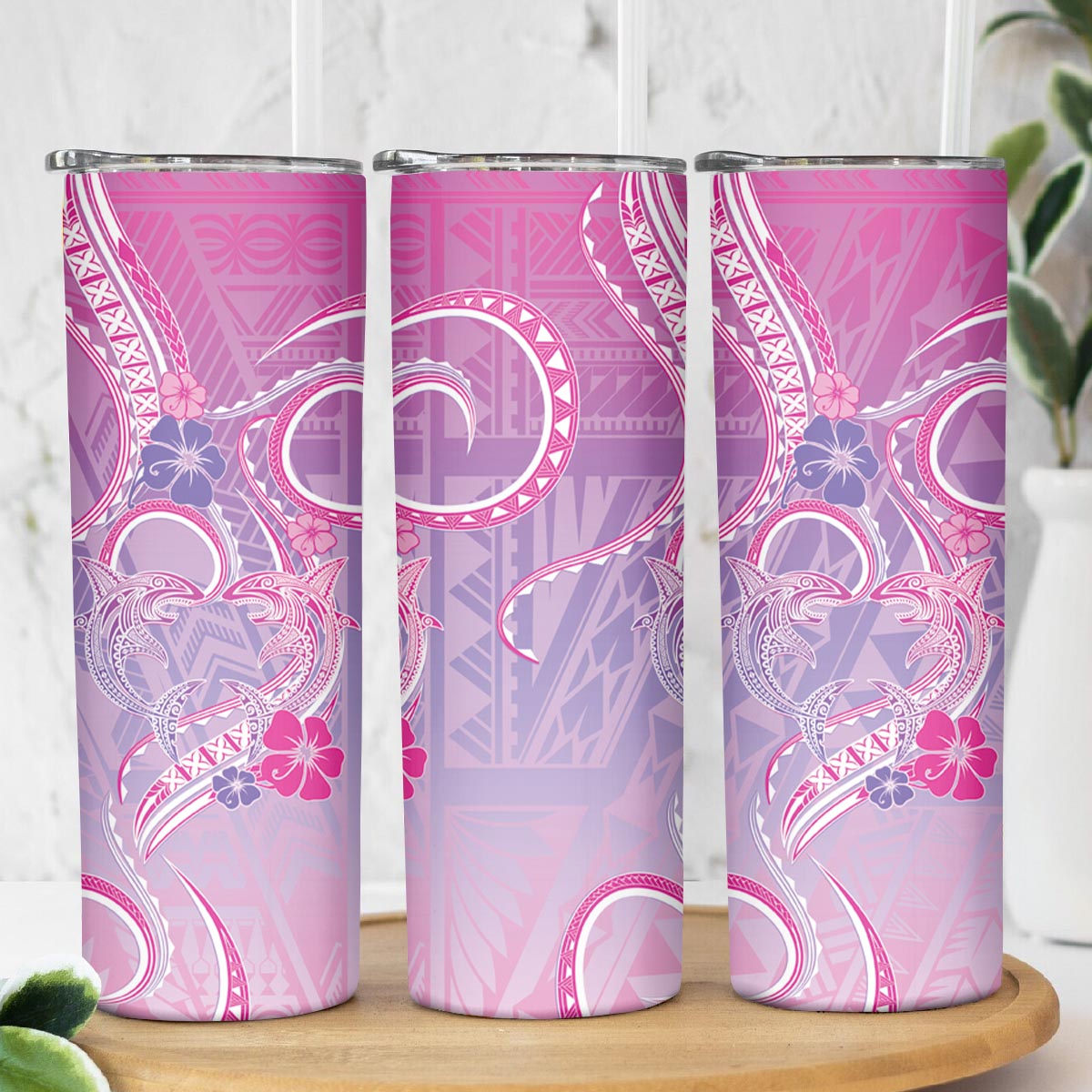 Polynesian Shark Valentine Skinny Tumbler Sweet Unique Version