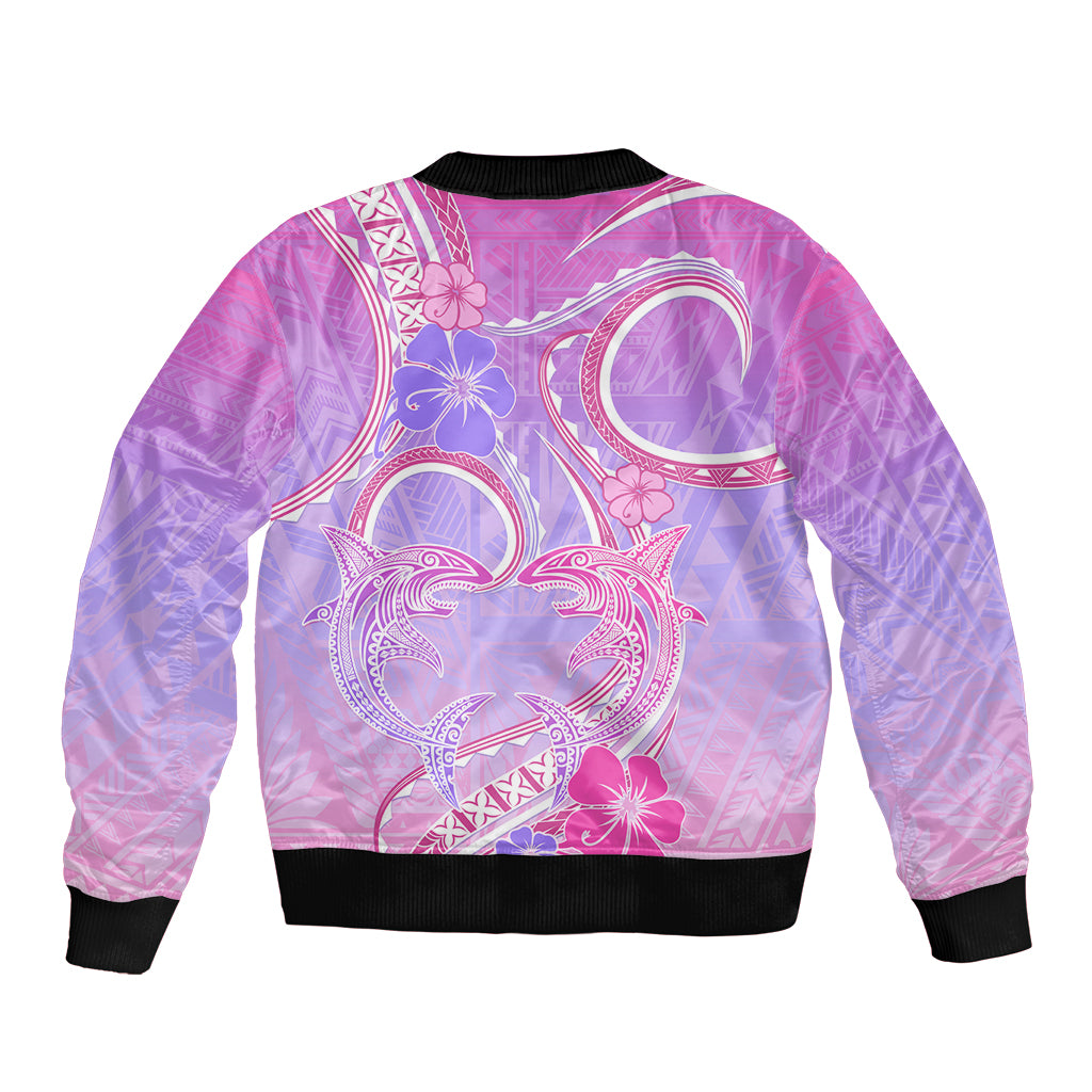 Polynesian Shark Valentine Sleeve Zip Bomber Jacket Sweet Unique Version LT01 - Polynesian Pride