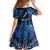 Personalised Aotearoa Matariki Family Matching Off The Shoulder Long Sleeve Dress and Hawaiian Shirt Blue Fern Maori Poutama