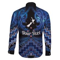Personalised Aotearoa Matariki Family Matching Off The Shoulder Long Sleeve Dress and Hawaiian Shirt Blue Fern Maori Poutama LT01 - Polynesian Pride
