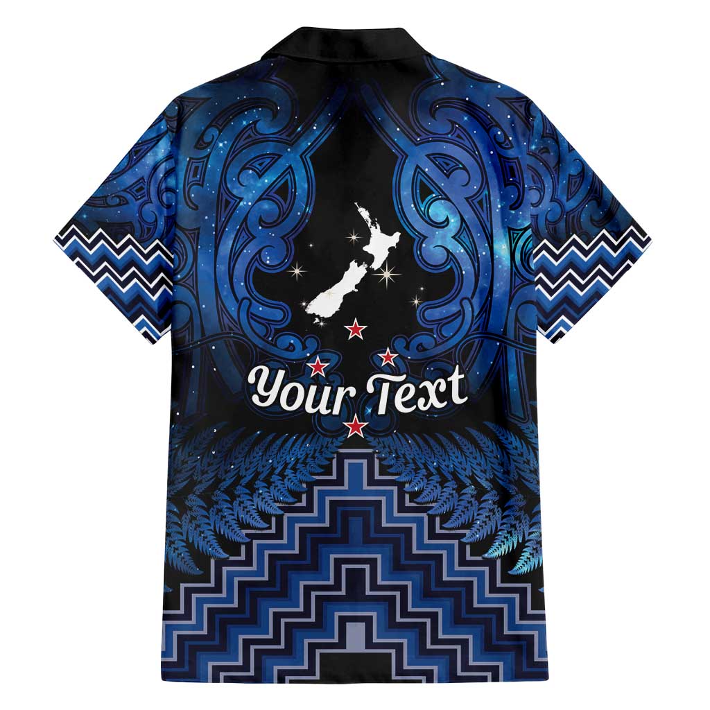 Personalised Aotearoa Matariki Family Matching Off Shoulder Maxi Dress and Hawaiian Shirt Blue Fern Maori Poutama LT01 - Polynesian Pride