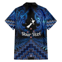 Personalised Aotearoa Matariki Family Matching Short Sleeve Bodycon Dress and Hawaiian Shirt Blue Fern Maori Poutama LT01 - Polynesian Pride