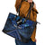 Personalised Aotearoa Matariki Leather Tote Bag Blue Fern Maori Poutama
