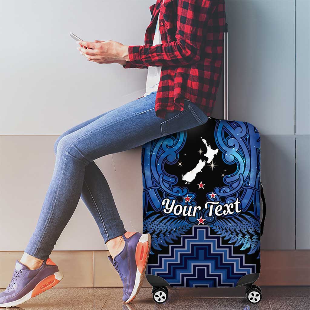 Personalised Aotearoa Matariki Luggage Cover Blue Fern Maori Poutama