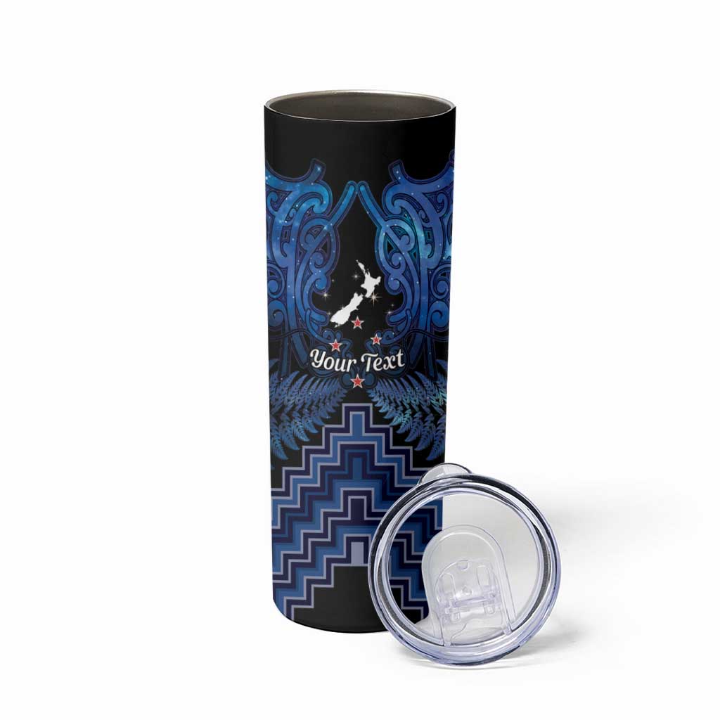 Personalised Aotearoa Matariki Skinny Tumbler Blue Fern Maori Poutama