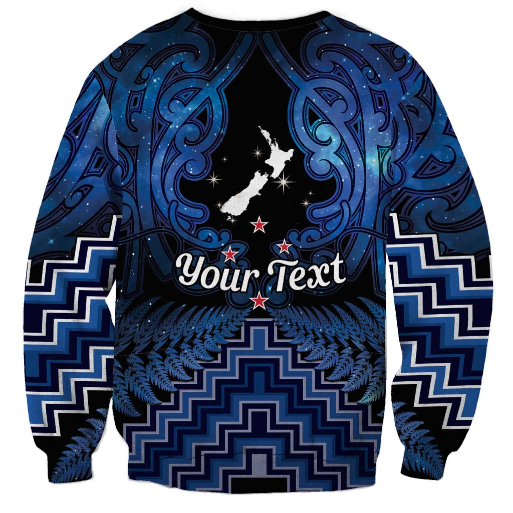 Personalised Aotearoa Matariki Sweatshirt Blue Fern Maori Poutama