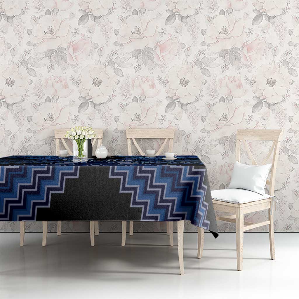 Personalised Aotearoa Matariki Tablecloth Blue Fern Maori Poutama