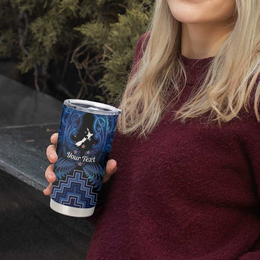 Personalised Aotearoa Matariki Tumbler Cup Blue Fern Maori Poutama