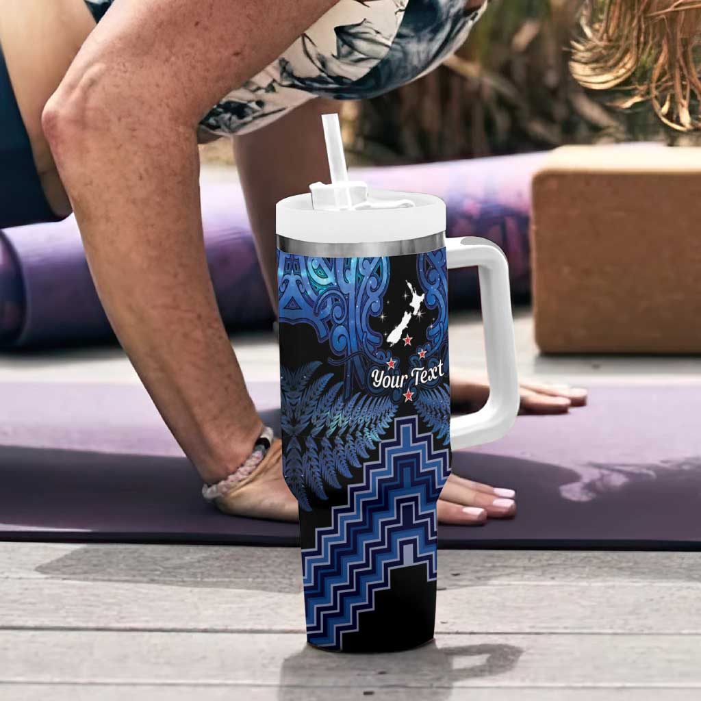 Personalised Aotearoa Matariki Tumbler With Handle Blue Fern Maori Poutama