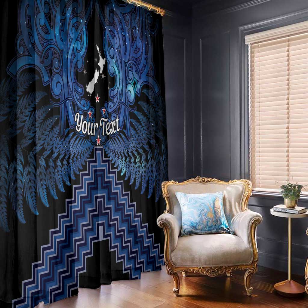 Personalised Aotearoa Matariki Window Curtain Blue Fern Maori Poutama
