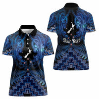 Personalised Aotearoa Matariki Women Polo Shirt Blue Fern Maori Poutama