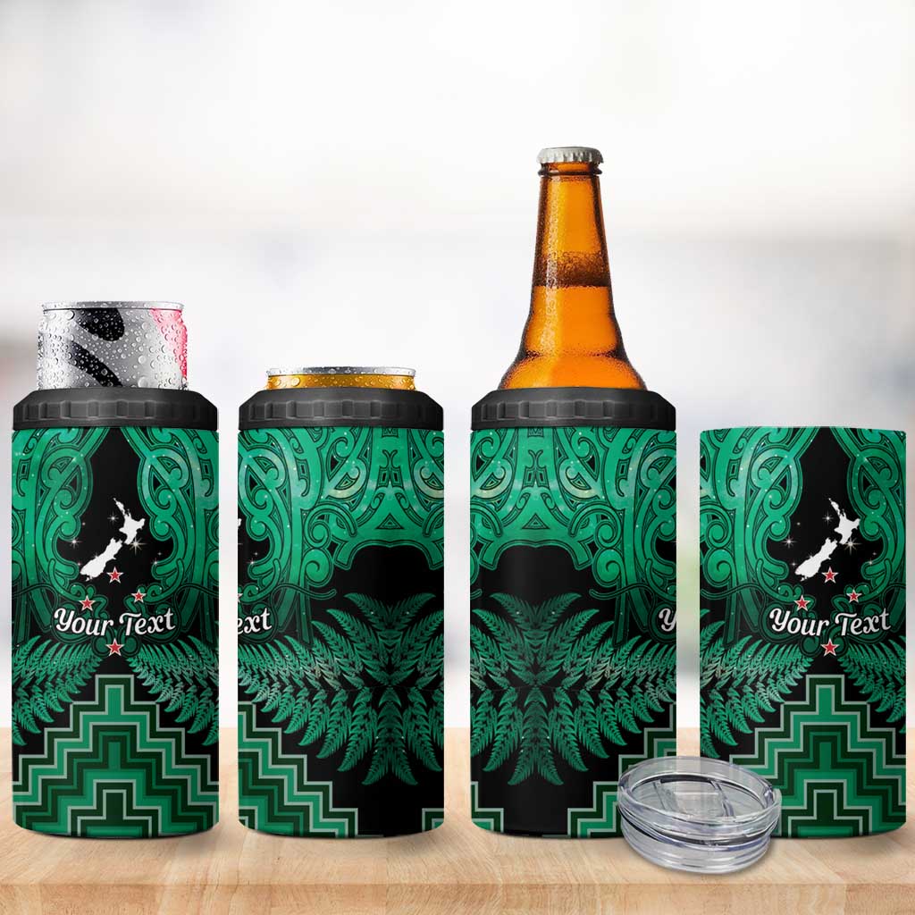 Personalised Aotearoa Matariki 4 in 1 Can Cooler Tumbler Green Fern Maori Poutama LT01 - Polynesian Pride