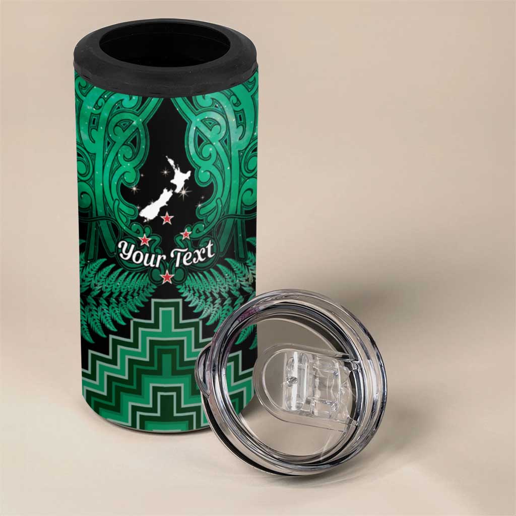Personalised Aotearoa Matariki 4 in 1 Can Cooler Tumbler Green Fern Maori Poutama LT01 - Polynesian Pride