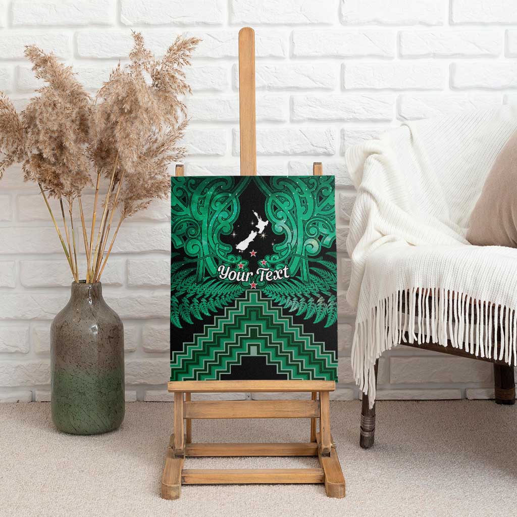 Personalised Aotearoa Matariki Canvas Wall Art Green Fern Maori Poutama