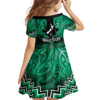 Personalised Aotearoa Matariki Family Matching Long Sleeve Bodycon Dress and Hawaiian Shirt Green Fern Maori Poutama LT01 - Polynesian Pride