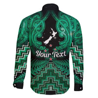 Personalised Aotearoa Matariki Family Matching Long Sleeve Bodycon Dress and Hawaiian Shirt Green Fern Maori Poutama LT01 - Polynesian Pride