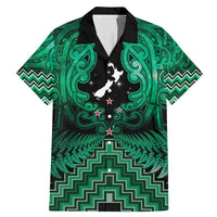 Personalised Aotearoa Matariki Family Matching Mermaid Dress and Hawaiian Shirt Green Fern Maori Poutama LT01 Dad's Shirt - Short Sleeve Green - Polynesian Pride