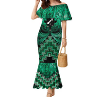 Personalised Aotearoa Matariki Family Matching Mermaid Dress and Hawaiian Shirt Green Fern Maori Poutama LT01 Mom's Dress Green - Polynesian Pride