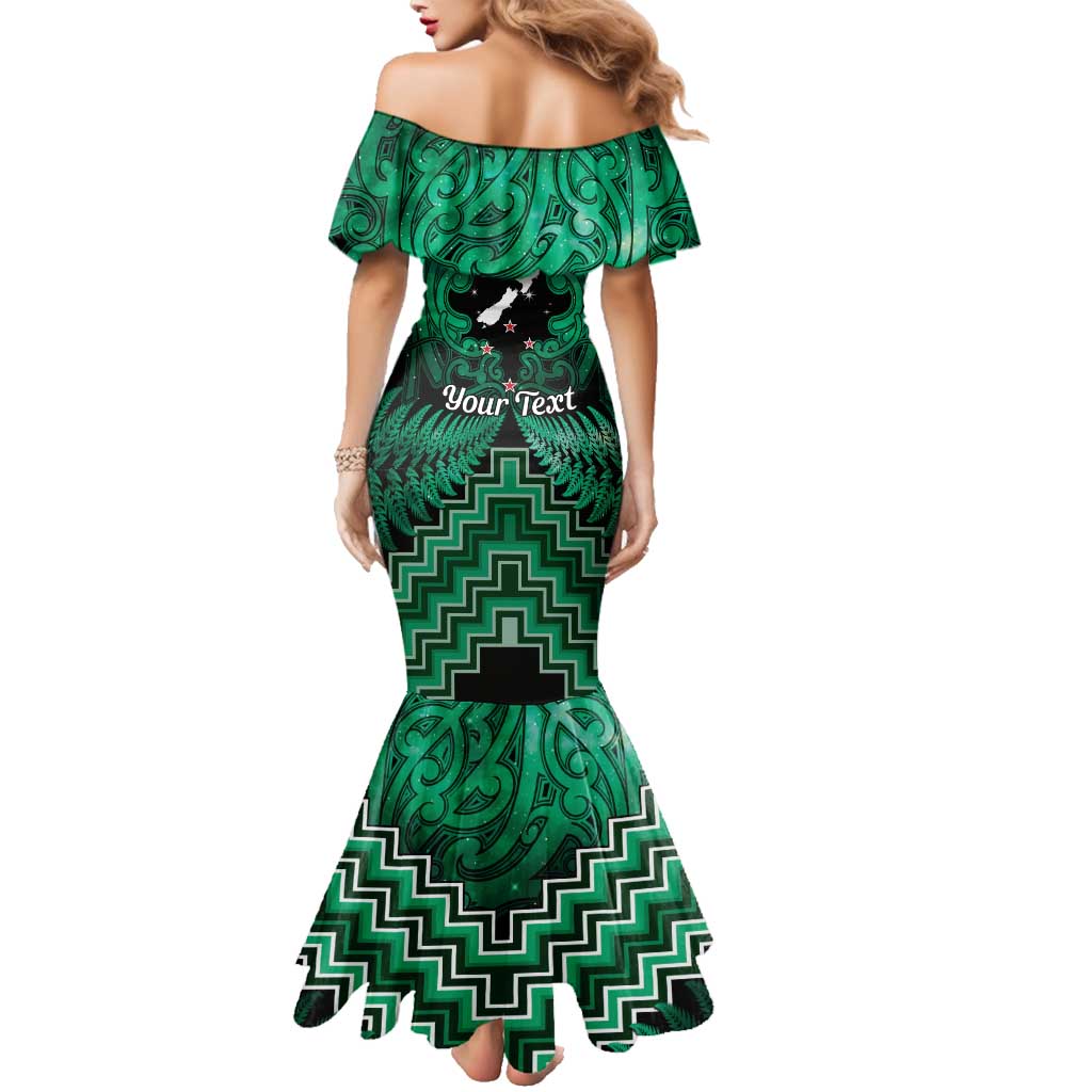 Personalised Aotearoa Matariki Family Matching Mermaid Dress and Hawaiian Shirt Green Fern Maori Poutama LT01 - Polynesian Pride