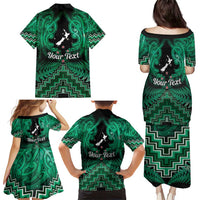 Personalised Aotearoa Matariki Family Matching Puletasi and Hawaiian Shirt Green Fern Maori Poutama LT01 - Polynesian Pride