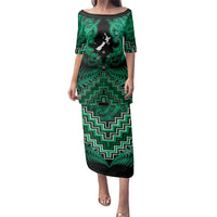 Personalised Aotearoa Matariki Family Matching Puletasi and Hawaiian Shirt Green Fern Maori Poutama LT01 Mom's Dress Green - Polynesian Pride