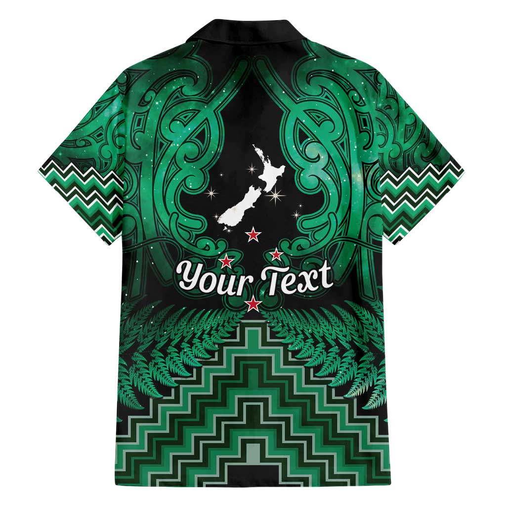 Personalised Aotearoa Matariki Family Matching Short Sleeve Bodycon Dress and Hawaiian Shirt Green Fern Maori Poutama LT01 - Polynesian Pride