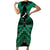 Personalised Aotearoa Matariki Family Matching Short Sleeve Bodycon Dress and Hawaiian Shirt Green Fern Maori Poutama